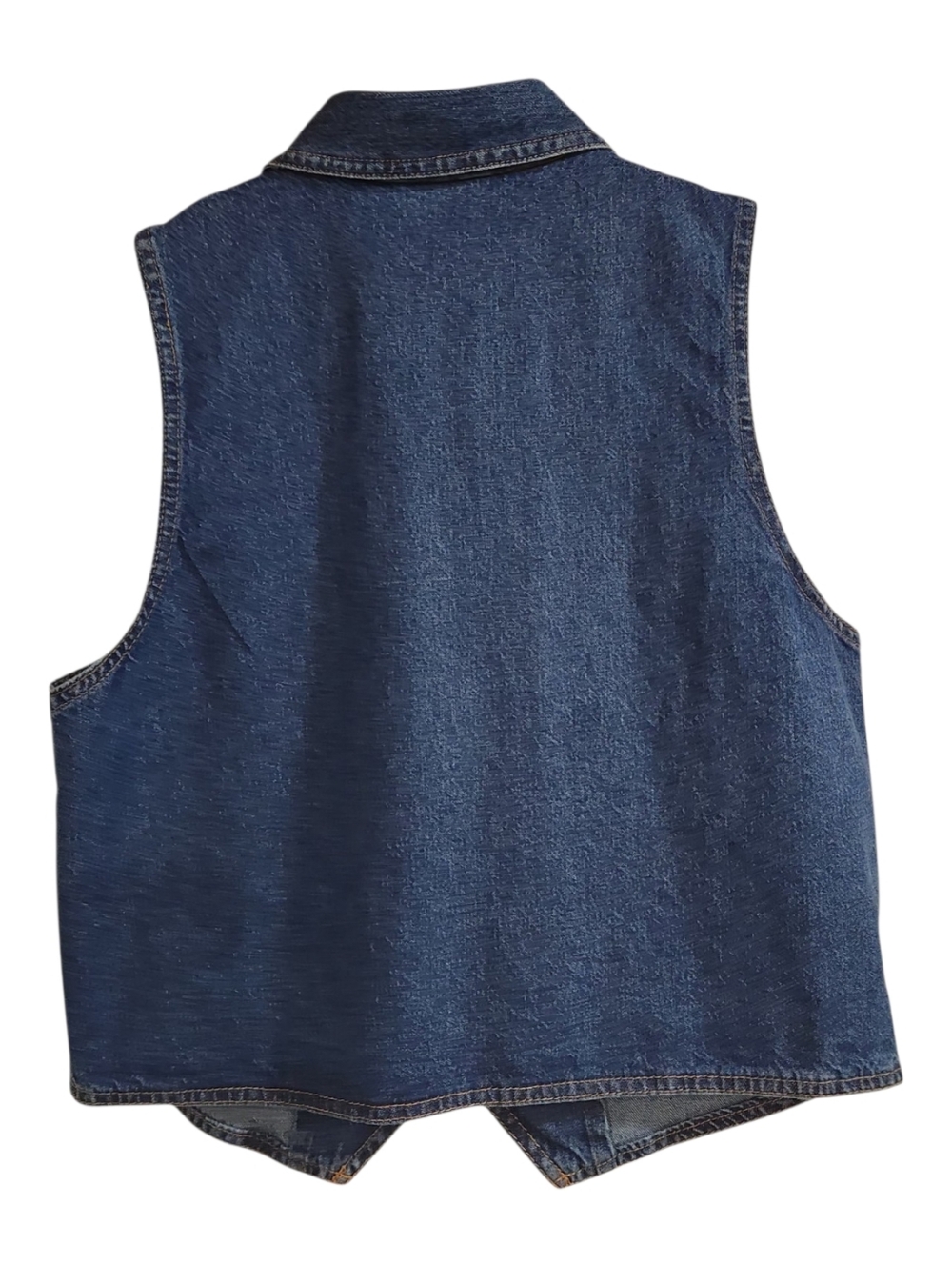 VTG Vivaldi Denim Vest M Made in USA 90s Festival Boho Coastal Cowgirl Western - Picture 2 of 9